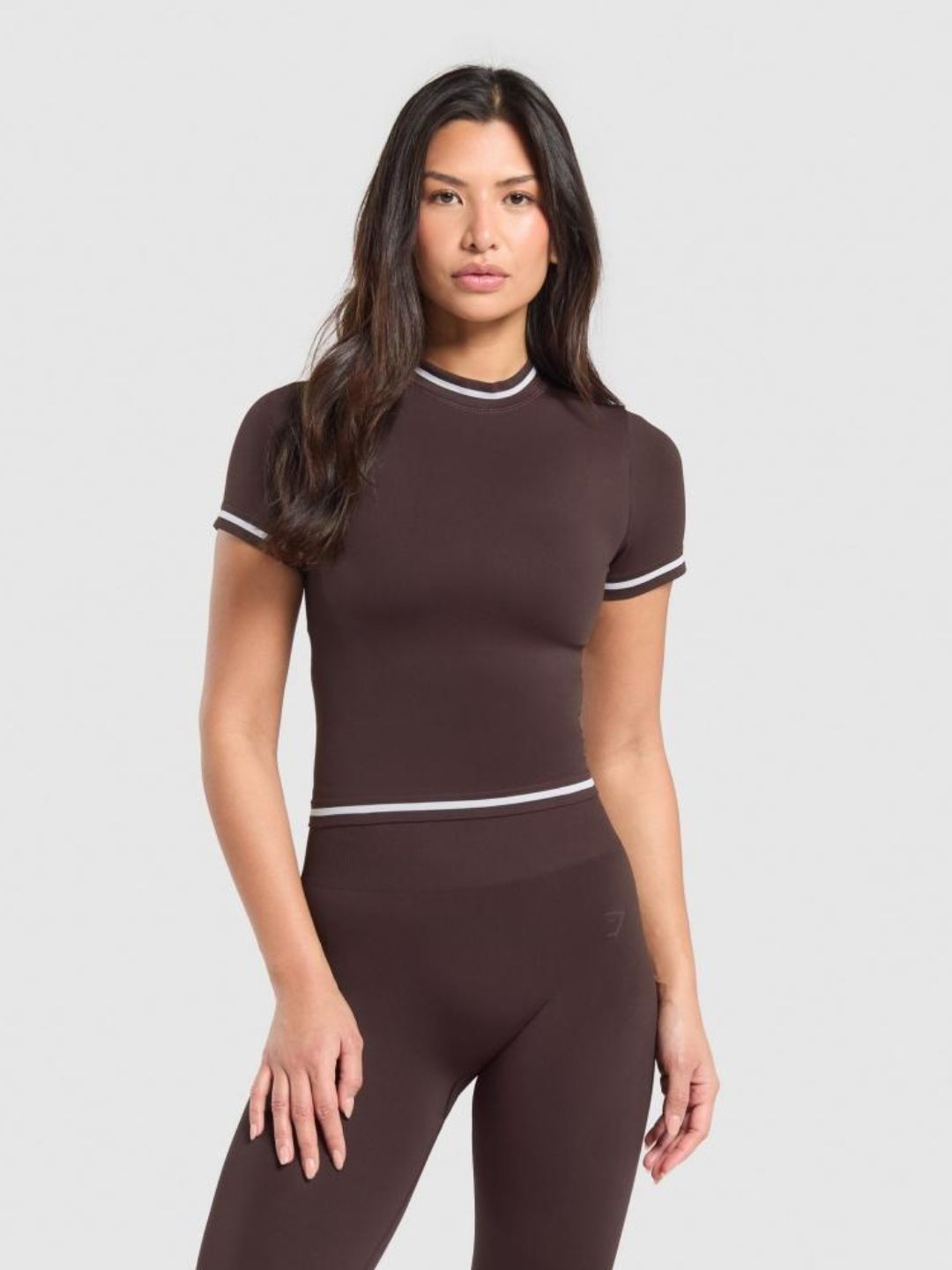 Gymshark Women Contrast Seamless Midi Placement Stripes Slim Fit T-shirt-picture-21