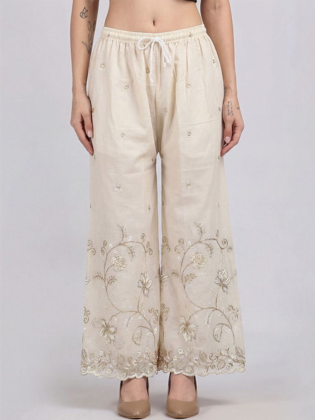 Clora Creation Women Floral Embroidered Ethnic Palazzos-picture-15