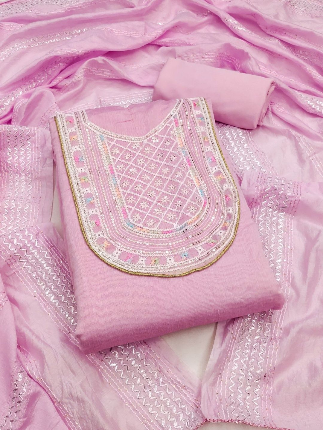 Rangtulika Ethnics Embroidered Pure Cotton Unstitched Dress Material-picture-19