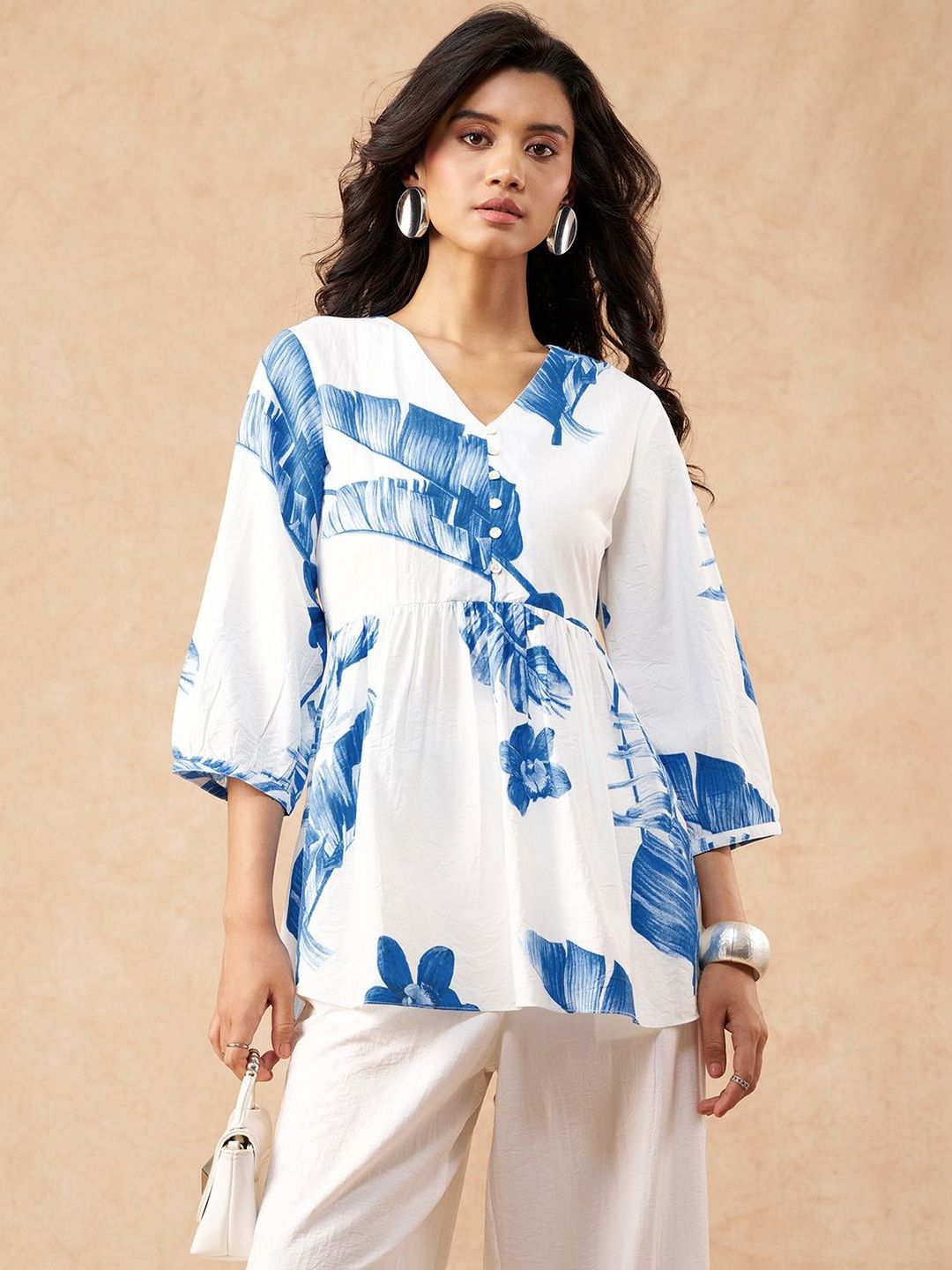Marigold Lane Tropical Print Tropical Top-picture-49