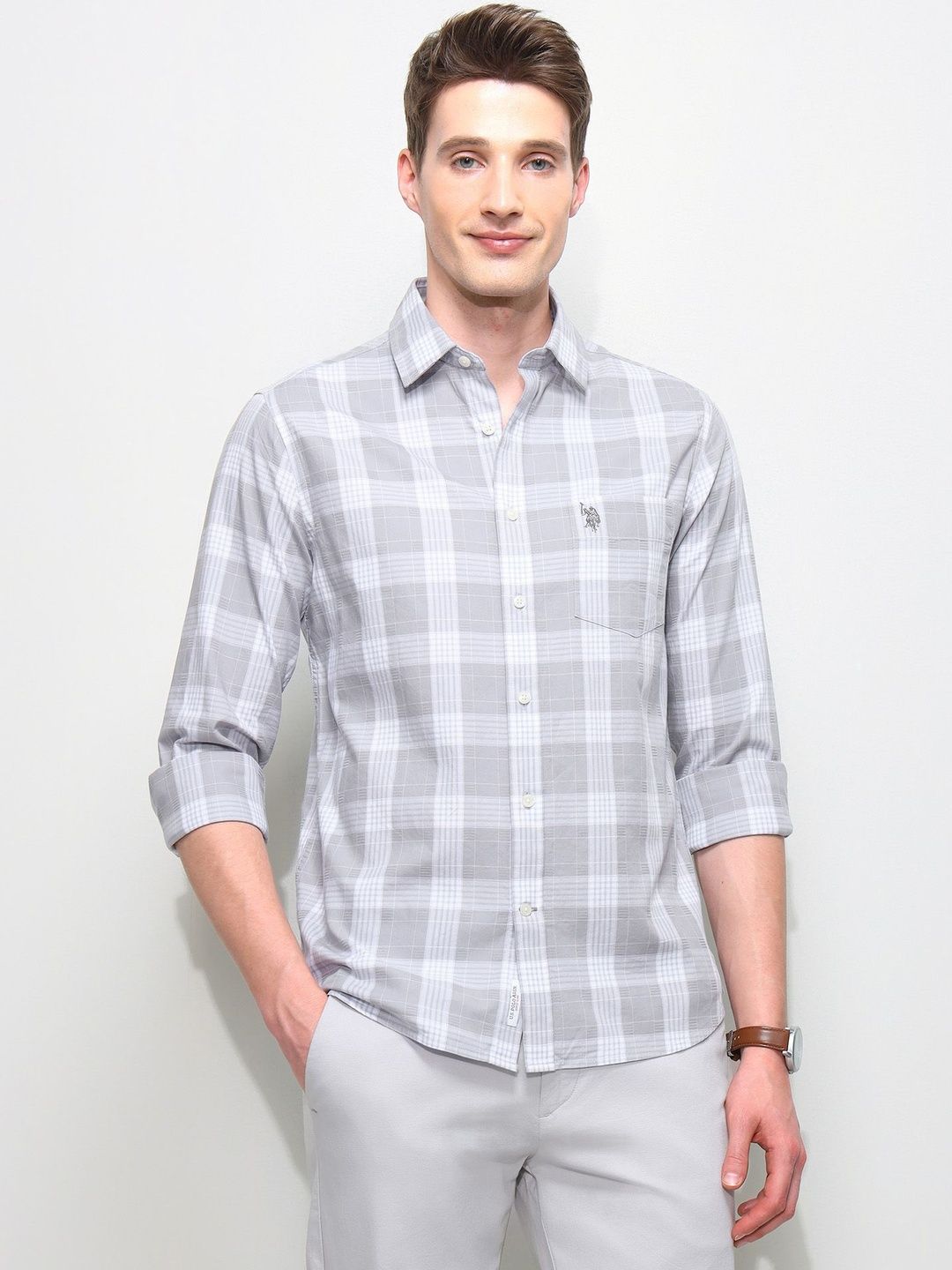 U.S. Polo Assn. Men's Twill Regular Fit Grid Tattersall Checked Shirt-picture-14