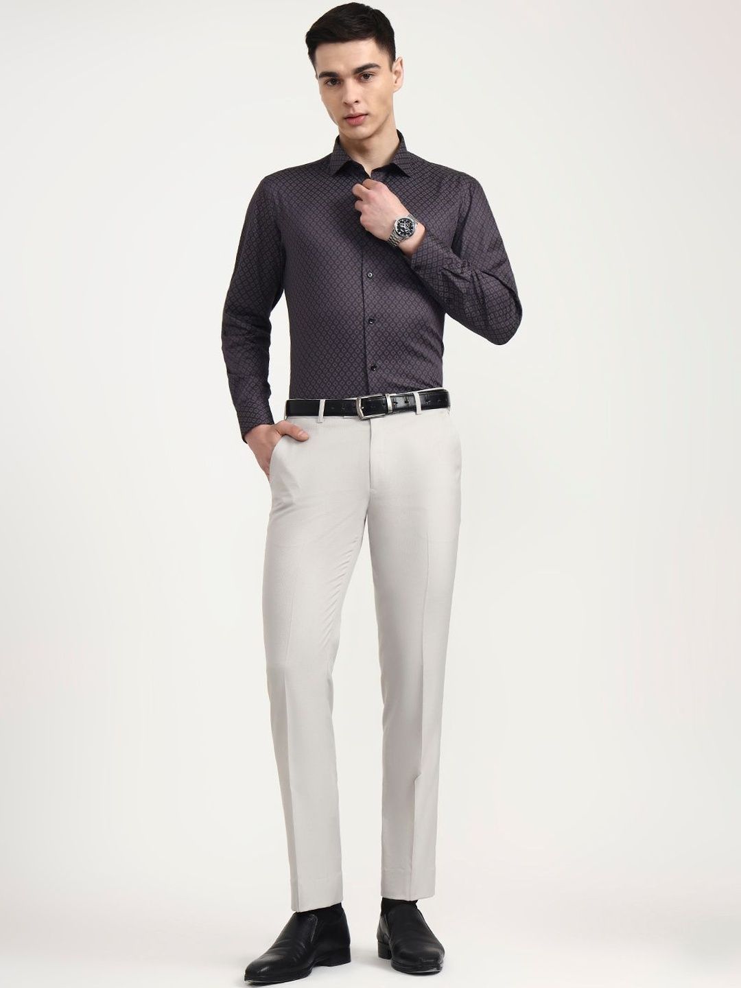 JADE BLUE Men Slim Fit Trousers-picture-42