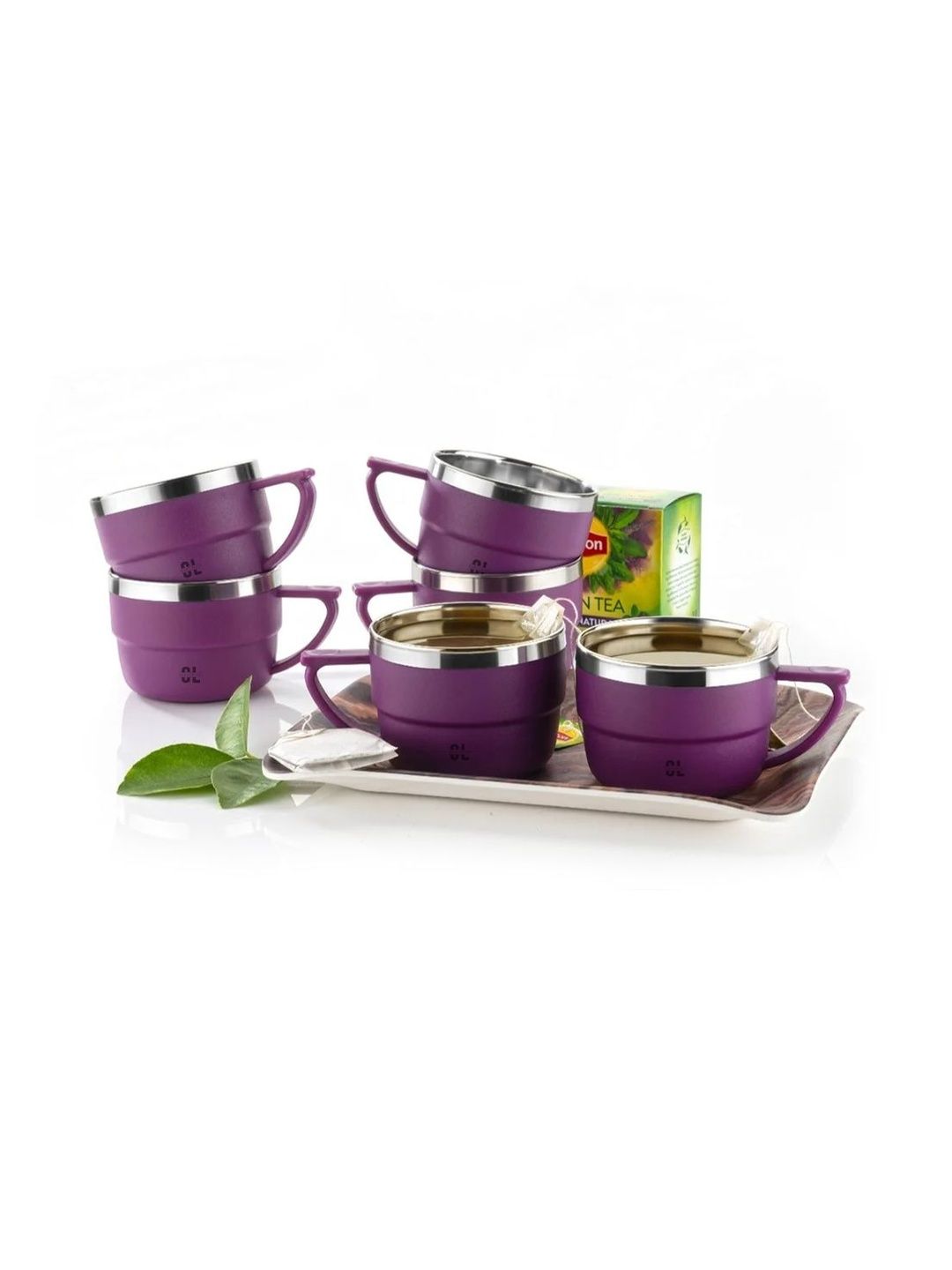 Craftlayout Purple Solid Stainless Steel Matte Cups Set of Cups and Mugs-picture-11