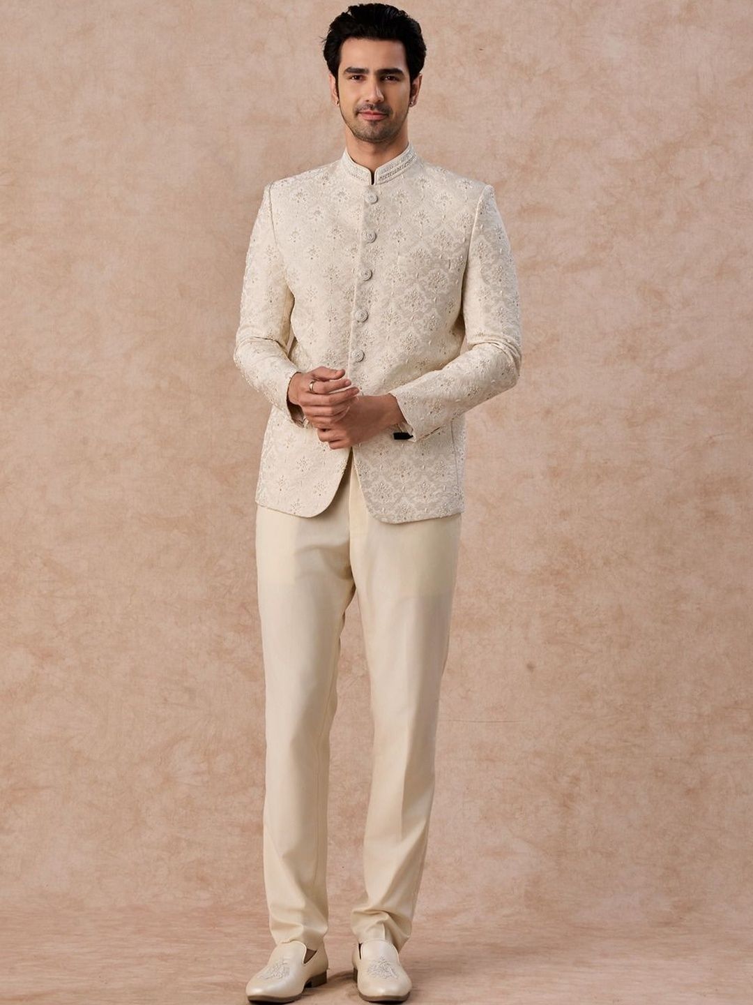 Manyavar Self Design Tailored Fit Jodhpuri Two-Piece Suit-picture-50