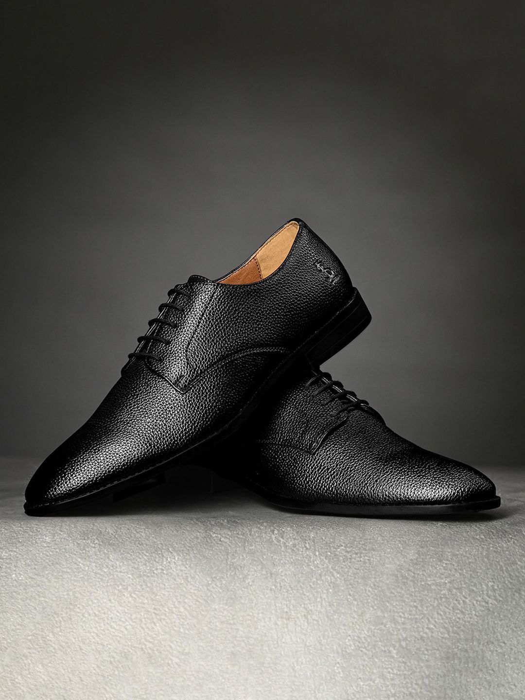 LOUIS STITCH Jet Black Formal Lace-Up Derbys for men-image-10