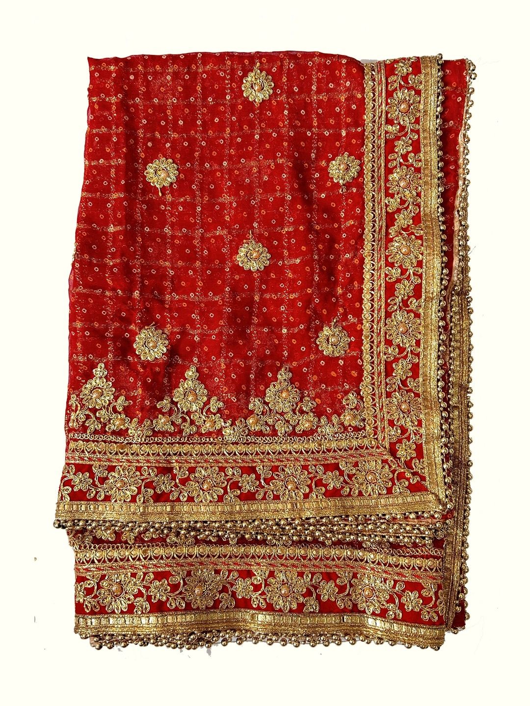 VEER LABDHI Ethnic Motifs Embroidered Art Silk Dupatta with Zari-image-42