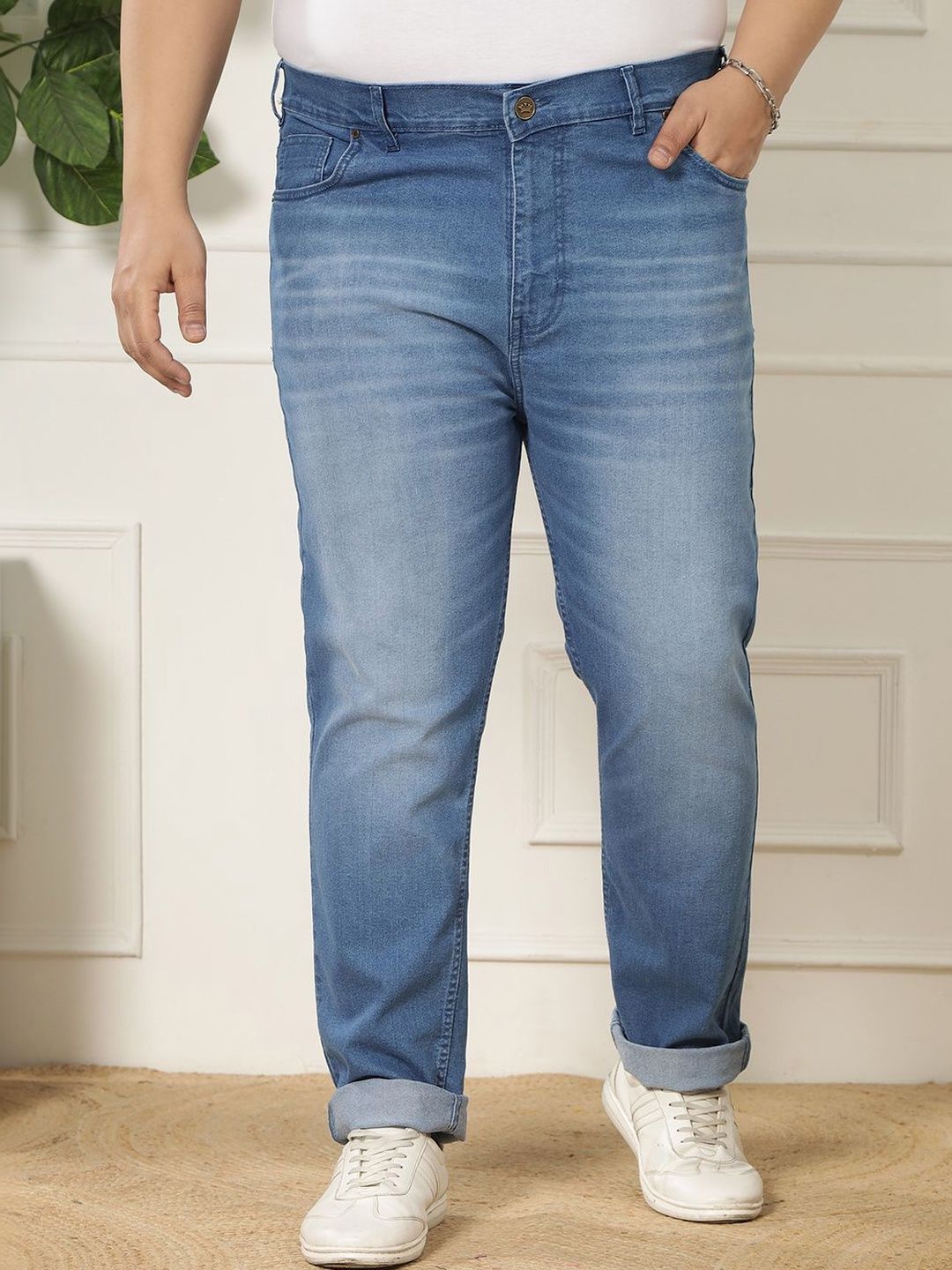 John Pride Men Regular Fit Mid-Rise Light Fade Stretchable Jeans-image-9