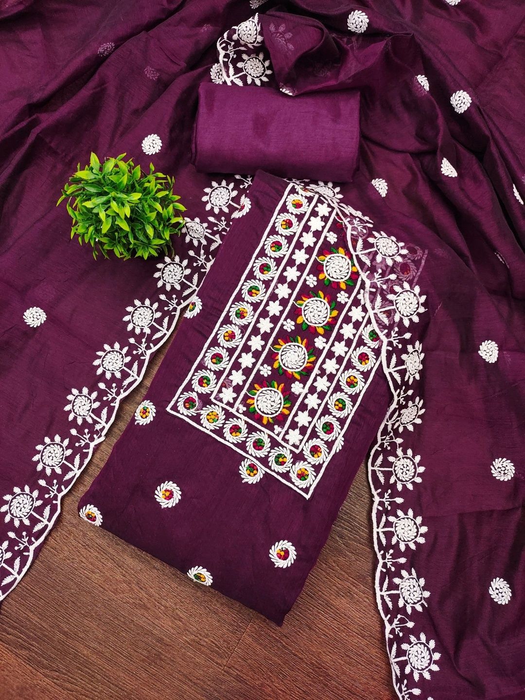 Rangtulika Ethnics Embroidered Pure Cotton Unstitched Dress Material-picture-43