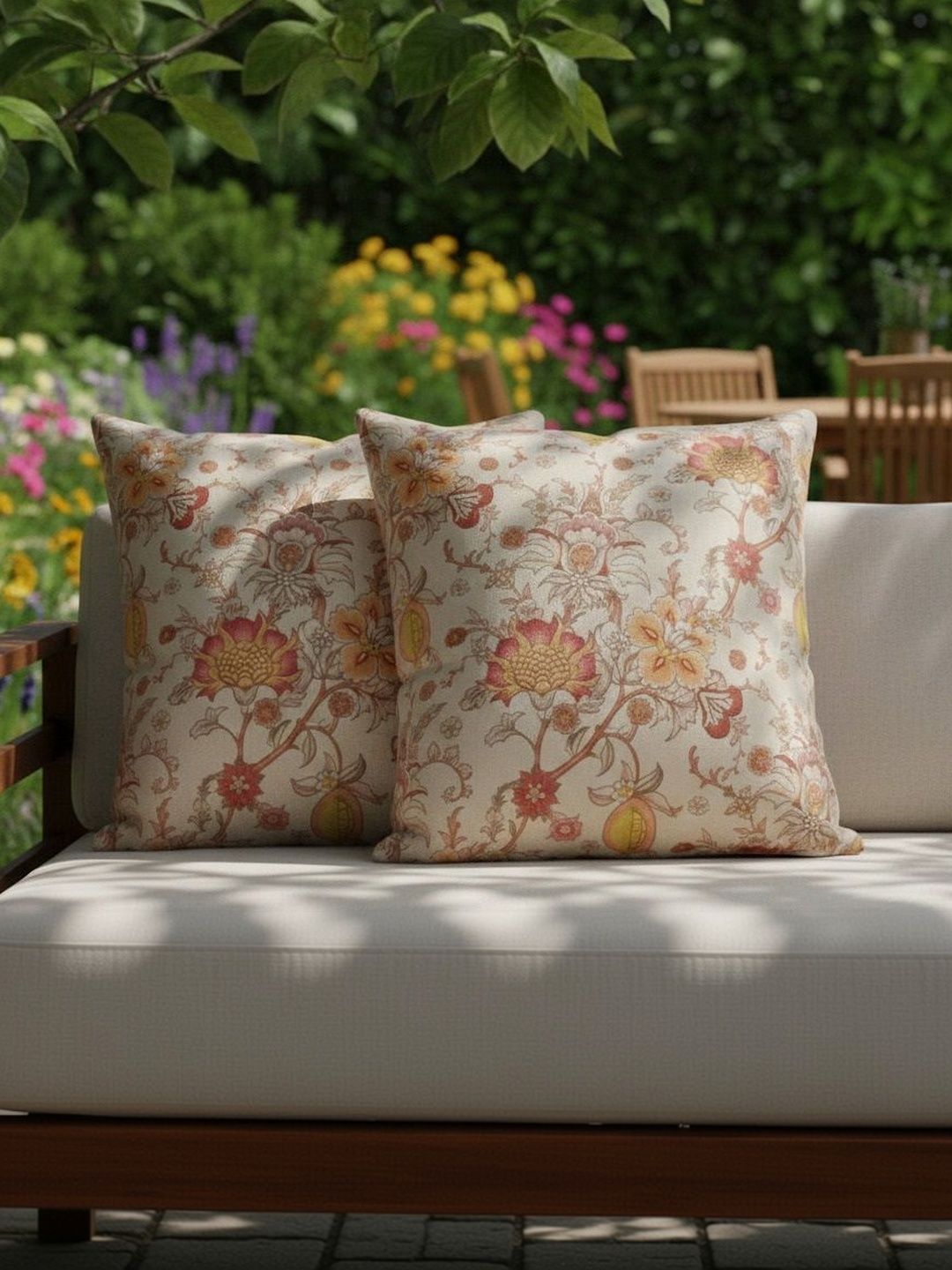 Aura Multicoloured Set of 2 Floral Square Cushion Covers-picture-10