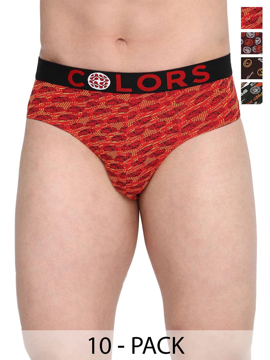 COLORS by Rupa Frontline Men Pack of 10 Printed Cotton Blend Basic Briefs-picture-10