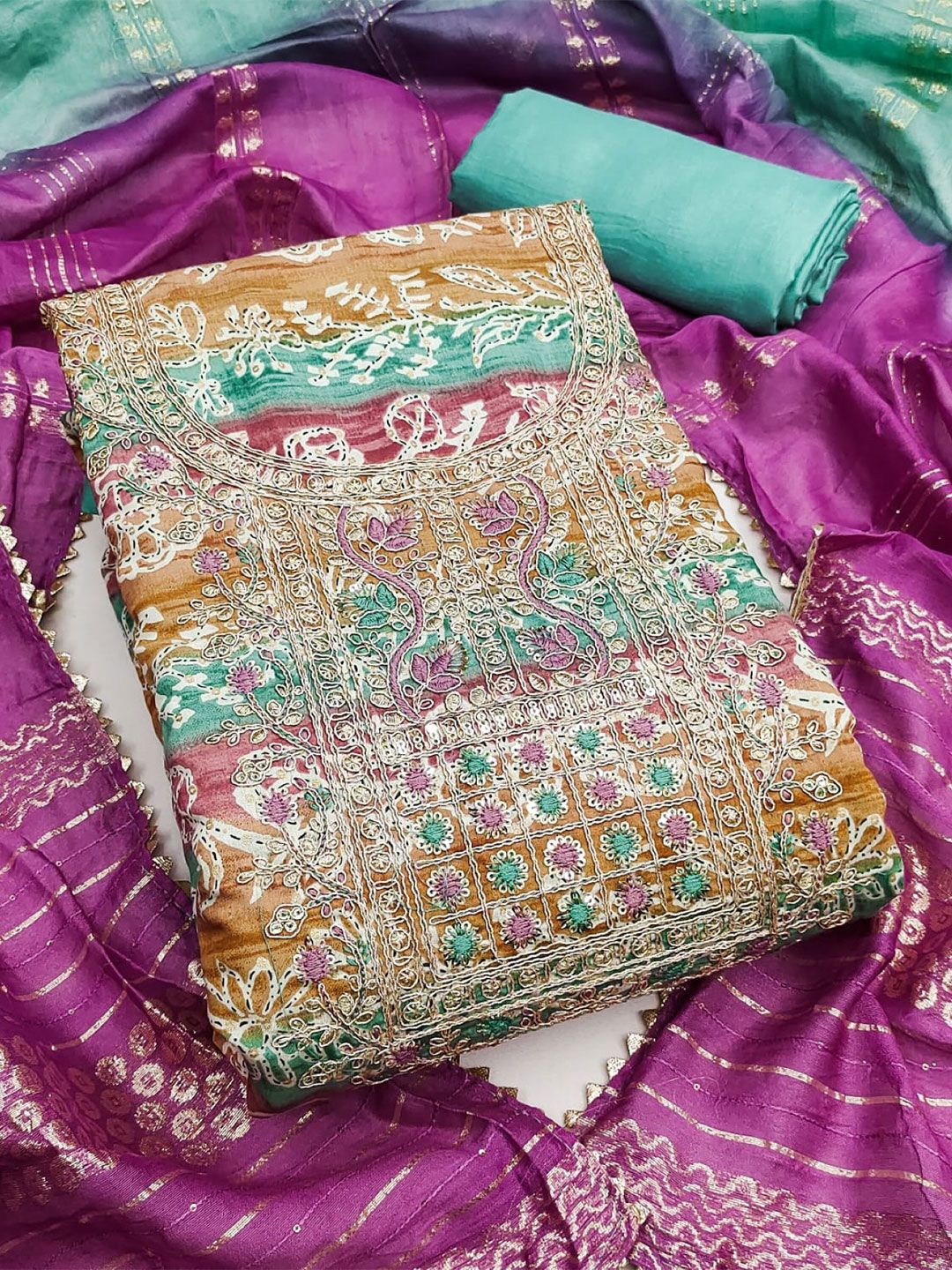 Rangtulika Ethnics Embroidered Unstitched Dress Material-picture-32