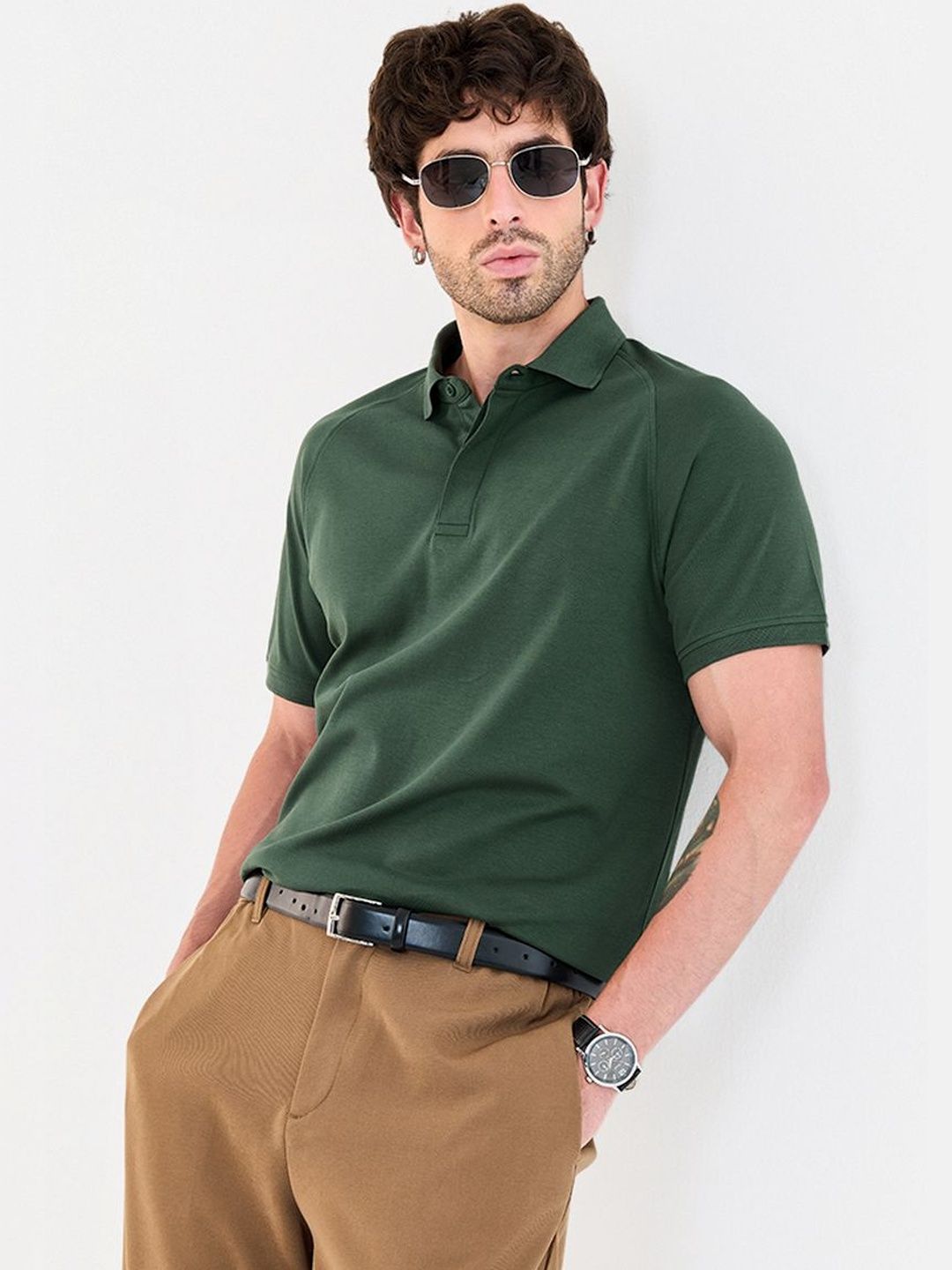 Snitch Short Sleeves Polo Collar Pure Cotton T-shirt