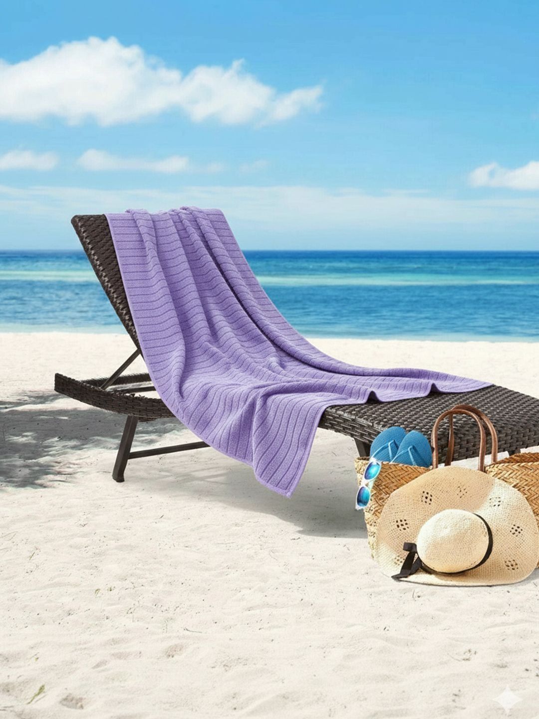 Nautica Purple & Lavender 1 Striped Cotton 500 GSM Bath Towel-image-30