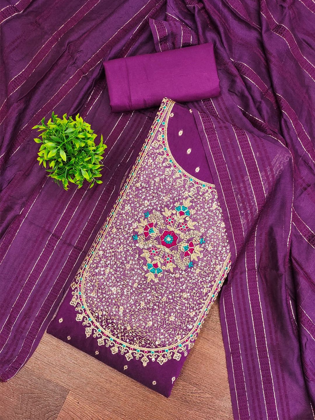 Rangtulika Ethnics Embroidered Silk Georgette Unstitched Dress Material-picture-11