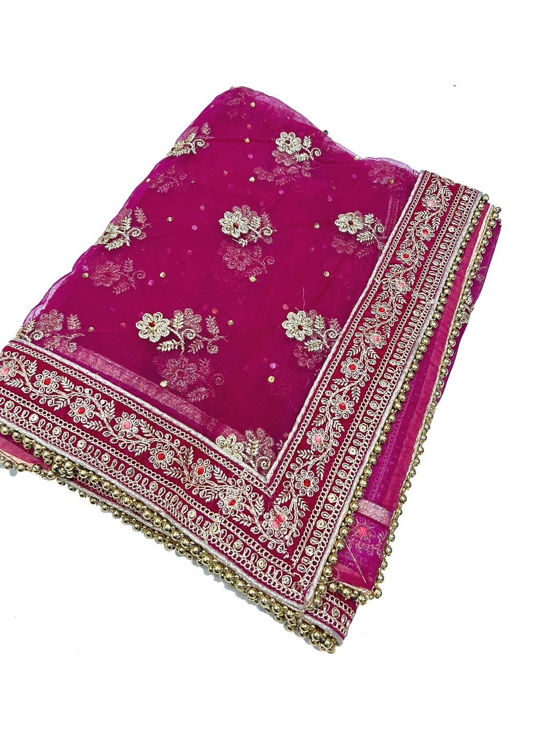 VEER LABDHI Embroidered Art Silk Dupatta with Sequinned-picture-19