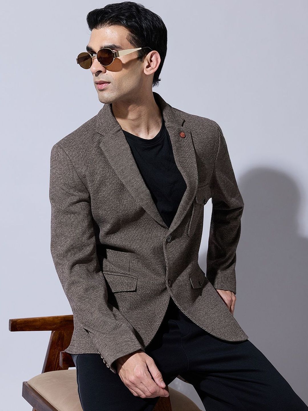 SHOWOFFFF Notched Lapel Single-Breasted Formal Blazers-picture-23