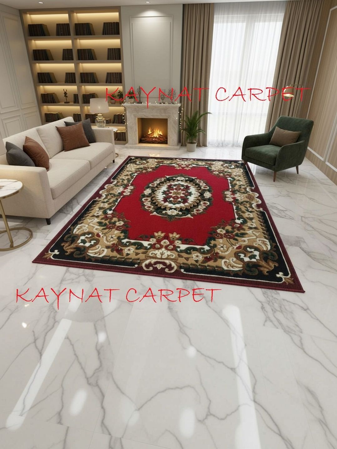 KAYNAT CARPET Red Ethnic Motifs Anti-Skid Woollen Carpet-picture-20