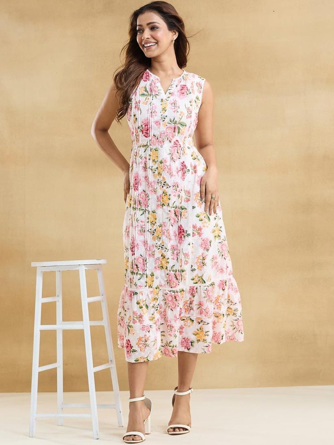 Fabindia Floral Print Fit & Flare Midi Dress-picture-29