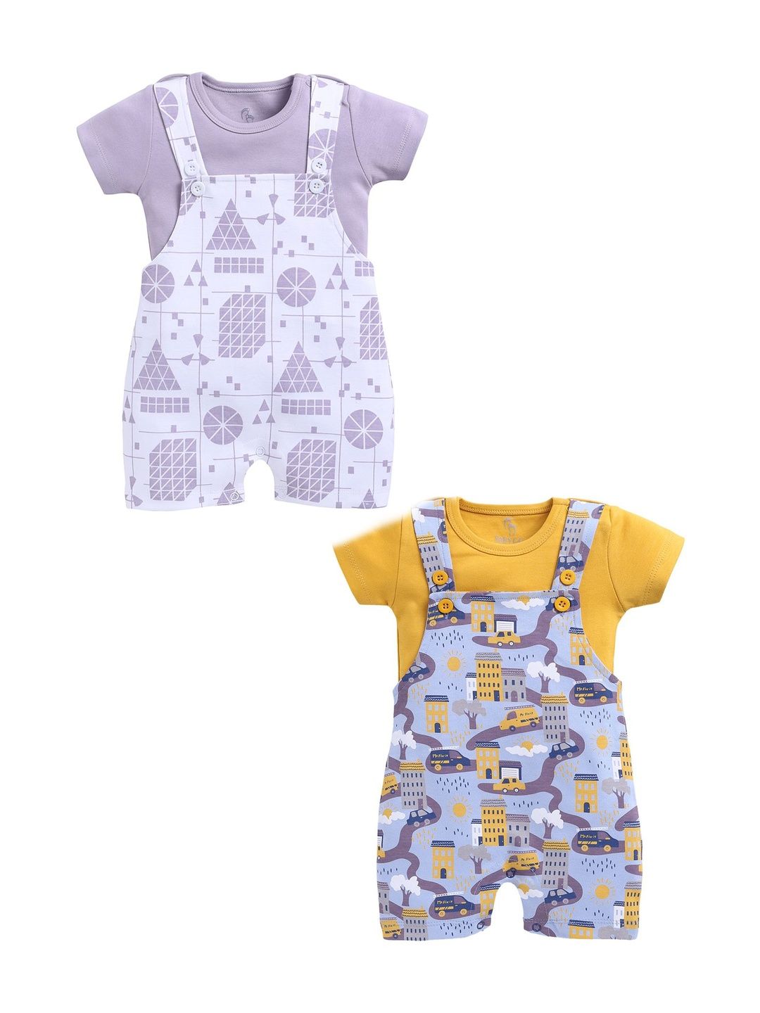BABY GO Pack Of 2 Cotton Short Dungarees-picture-46