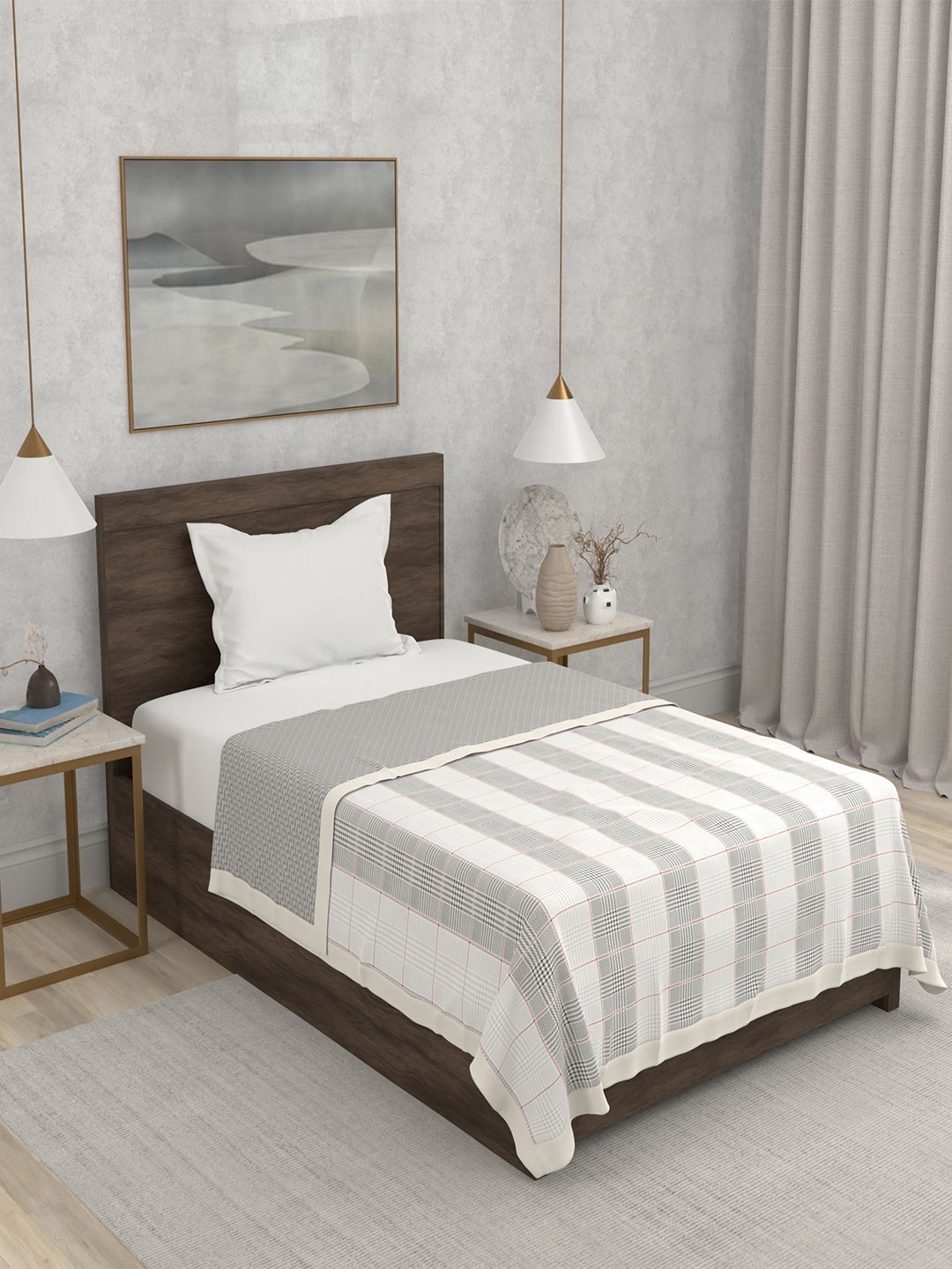 Portico Meraki 80 Gsm Pure Cotton Black & White Single Bed Ac Room Dohar-picture-21