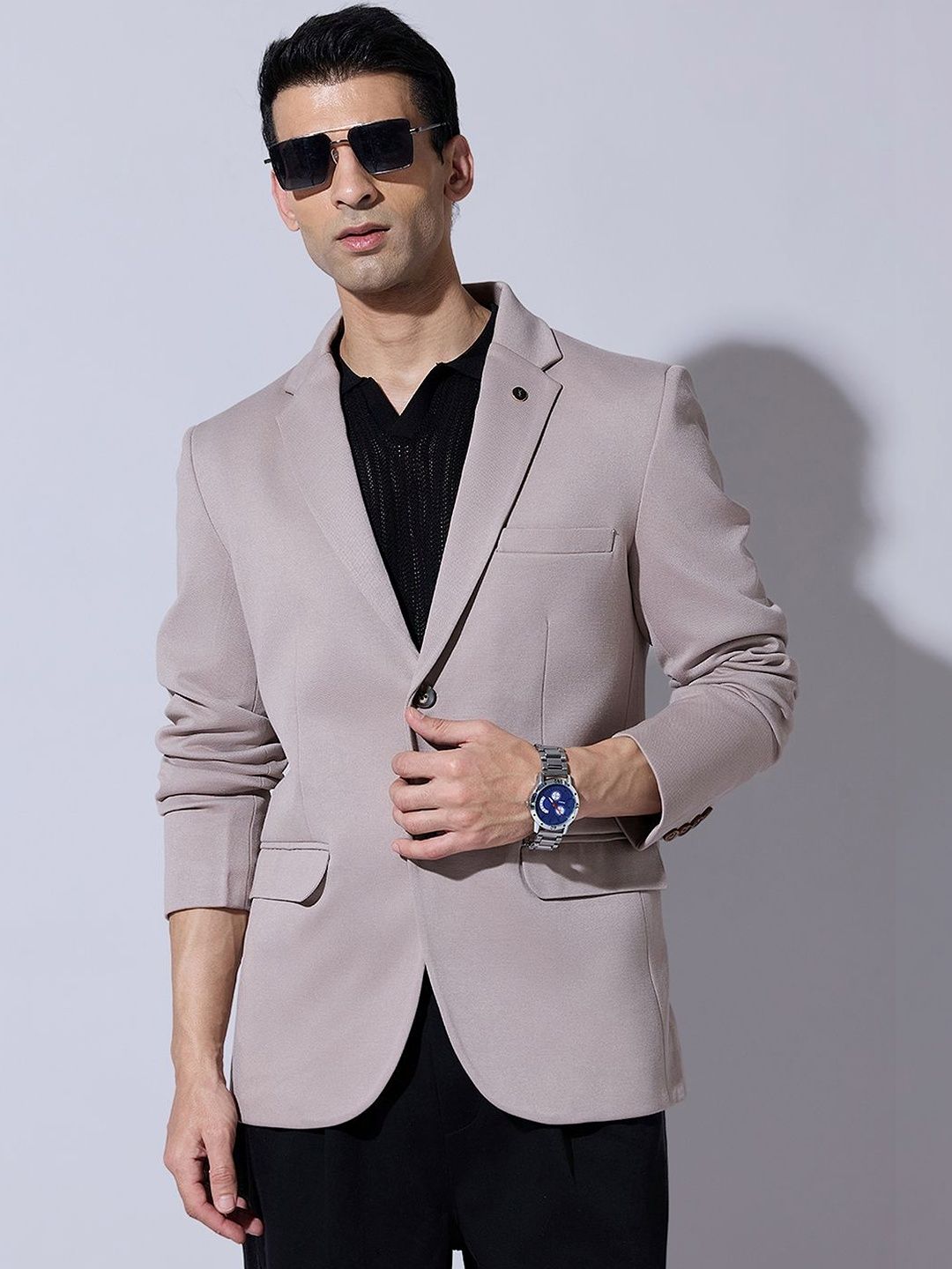 SHOWOFFFF Notched Lapel Single-Breasted Tailored Fit Formal Blazers-image-36