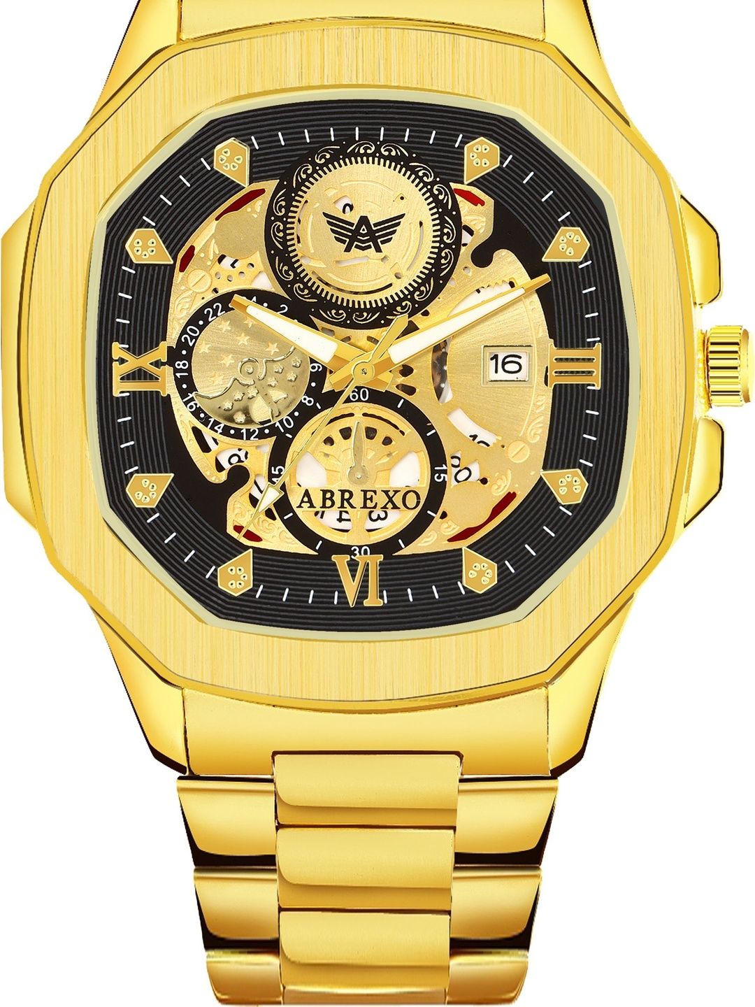 Abrexo Men Skeleton Dial & Bracelet Style Straps Analogue Chronograph Watch Abx8940-picture-31