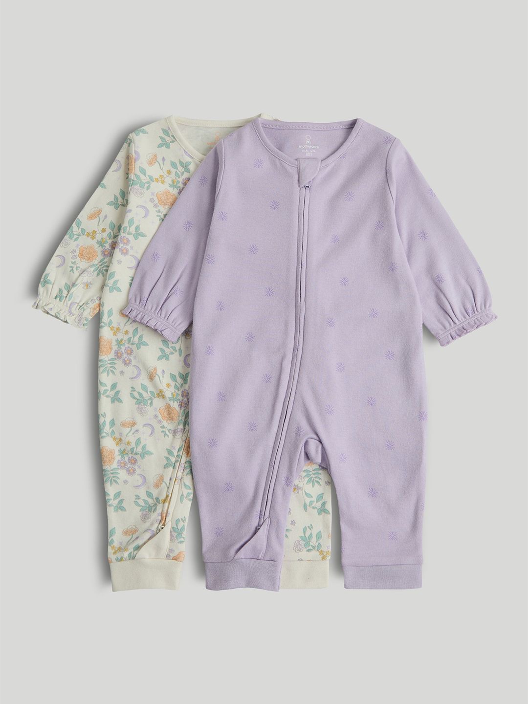 mothercare Girls Pack Of 2 Printed Full Sleeves Rompers-picture-25