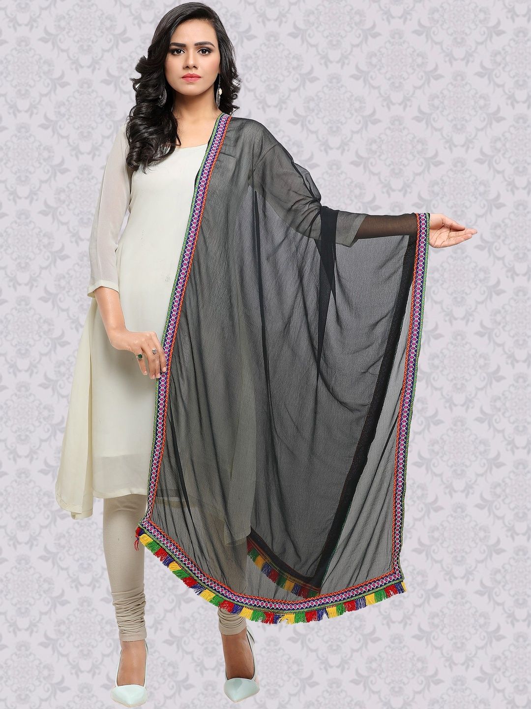 BANJARA INDIA Embroidered Dupatta with Thread Work-picture-16