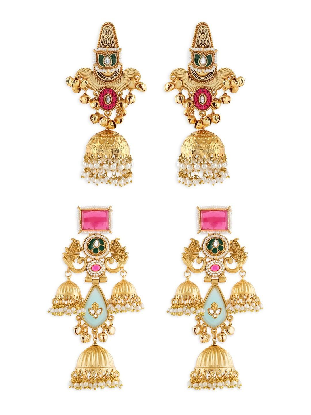 Zaveri Pearls Geometric Jhumkas Earrings-picture-47