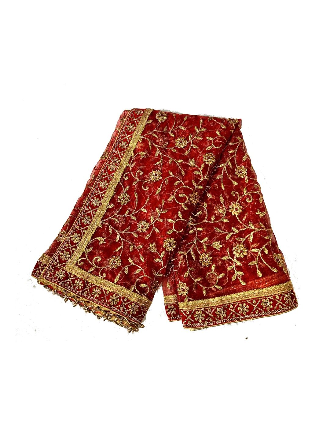 VEER LABDHI Embroidered Art Silk Dupatta with Zari-image-17