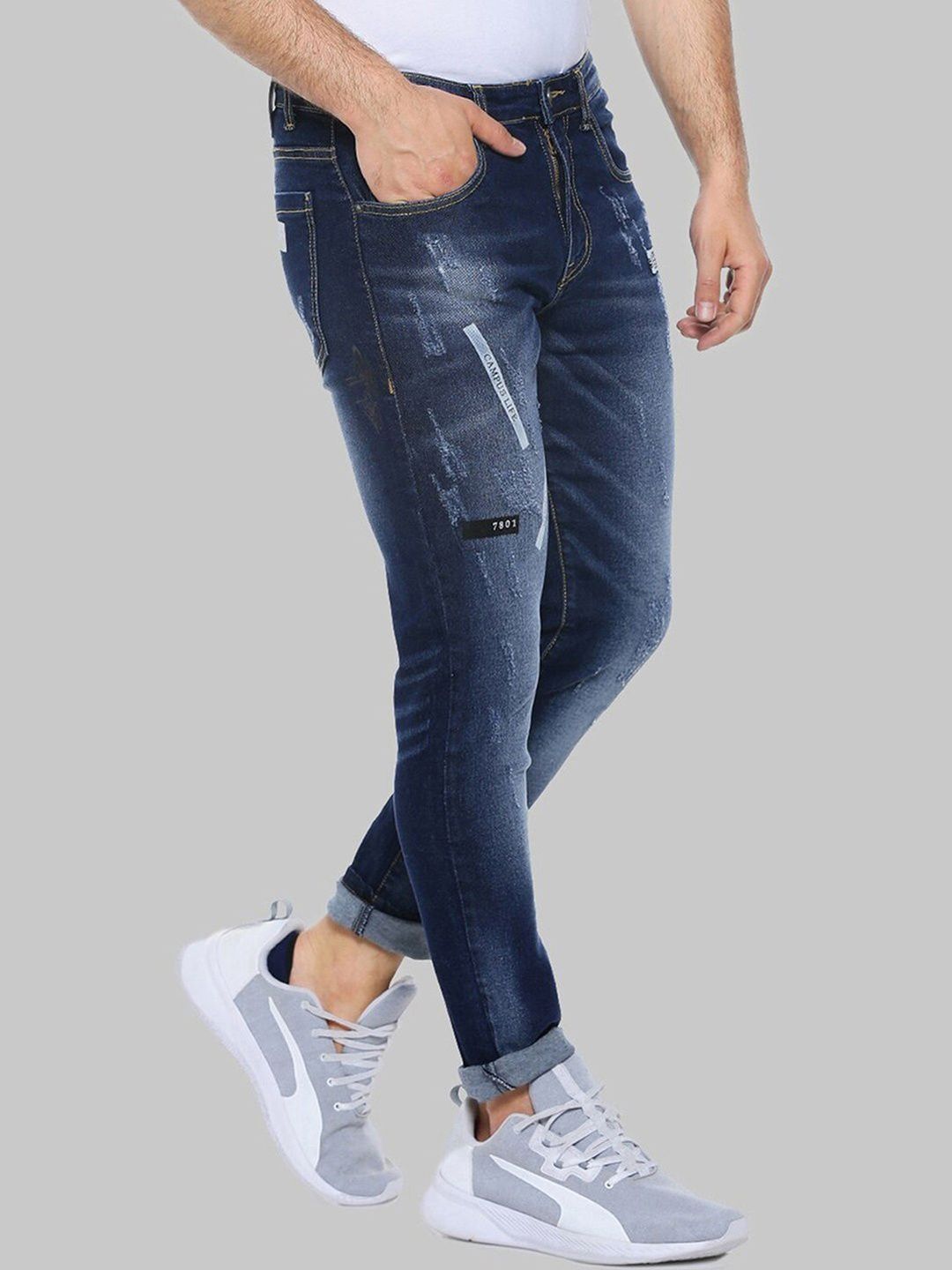 cahoot Campus Sutra Men Comfort Regular Fit Mid-Rise Mildly Distressed Light Fade Stretchable Jeans-picture-34