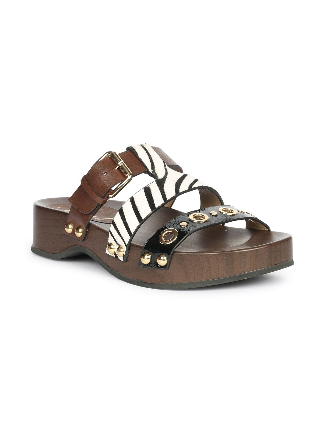 Saint G Leather Flatform Sandals with Buckles-picture-51