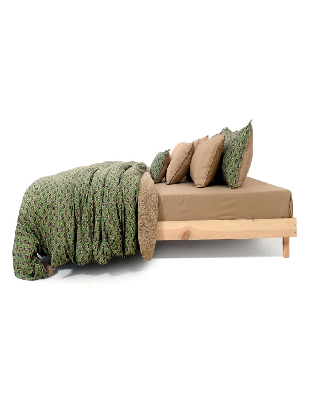 Zarf Green & Brown Ethnic Motifs Cotton 9 Piece Double King Superfine Bedding Set-picture-18