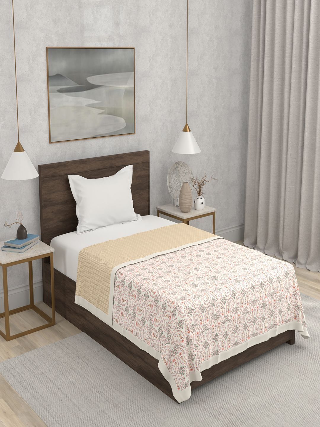 Portico Pink & Cream-Coloured Ethnic Motifs AC Room Dohar-picture-13