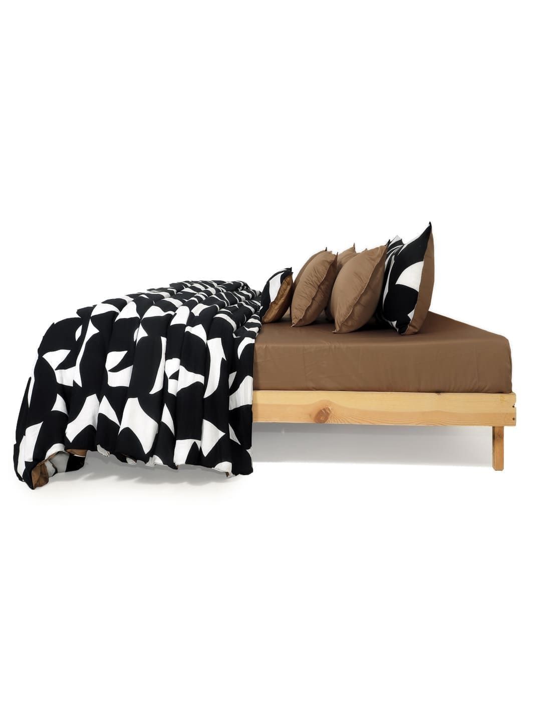 Zarf Black & White Geometric Cotton 9 Piece Double King Superfine Bedding Set-picture-35