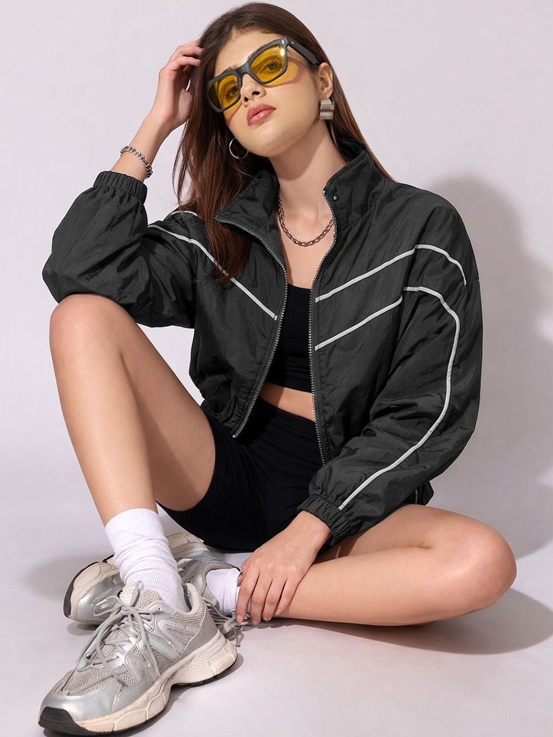 SHOWOFFFF Women Striped Lightweight Sporty Jacket-image-24