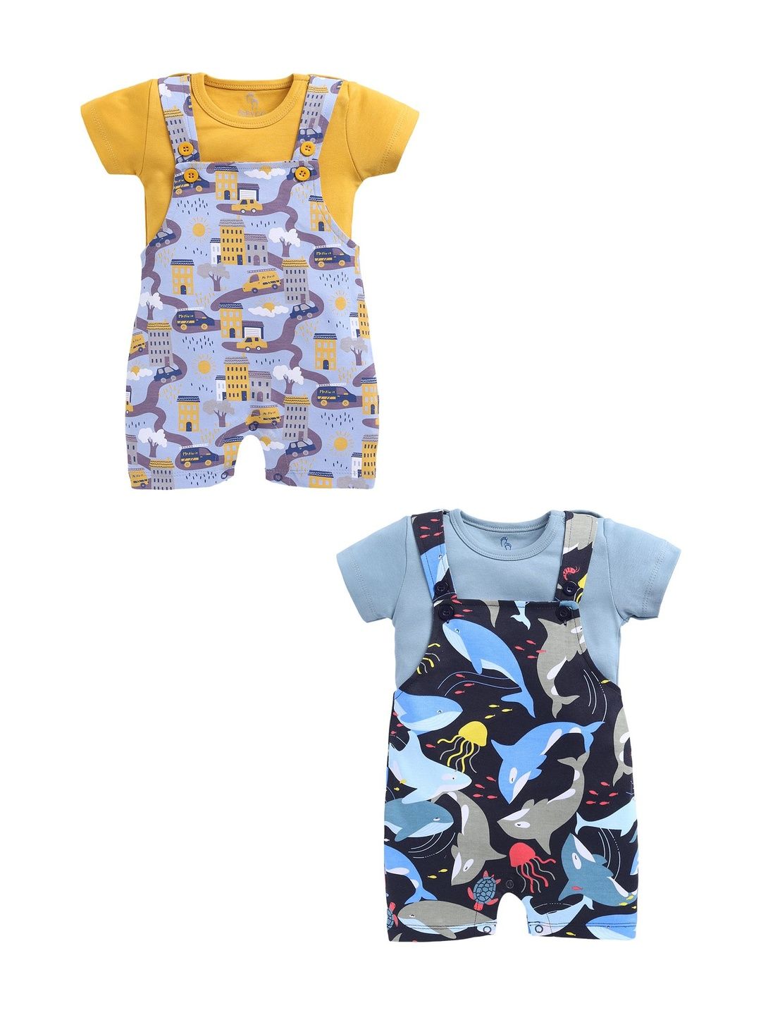 BABY GO Pack Of 2 Boys Printed Dungarees-picture-32