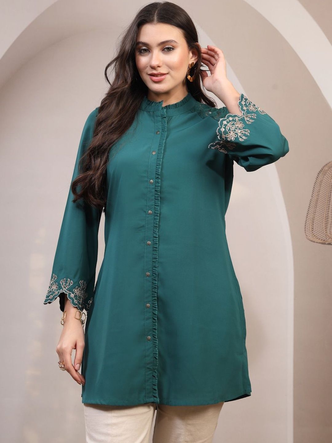 Nayam By Lakshita Embroidered Thread Work Pure Crepe Thread Work Kurti-picture-39