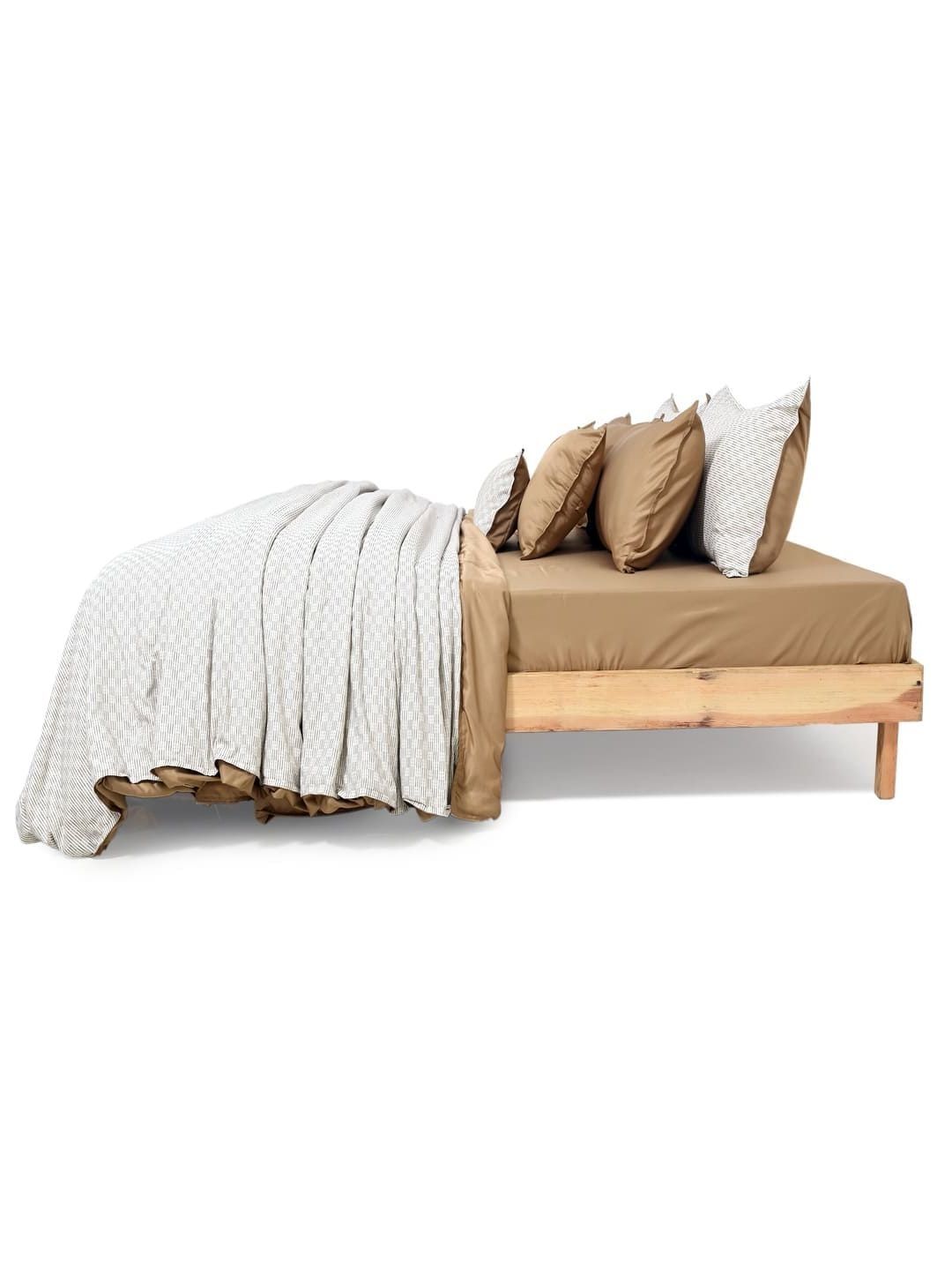 Zarf Cream-Coloured & Brown Striped Cotton 9 Piece Double King Superfine Bedding Set-picture-54