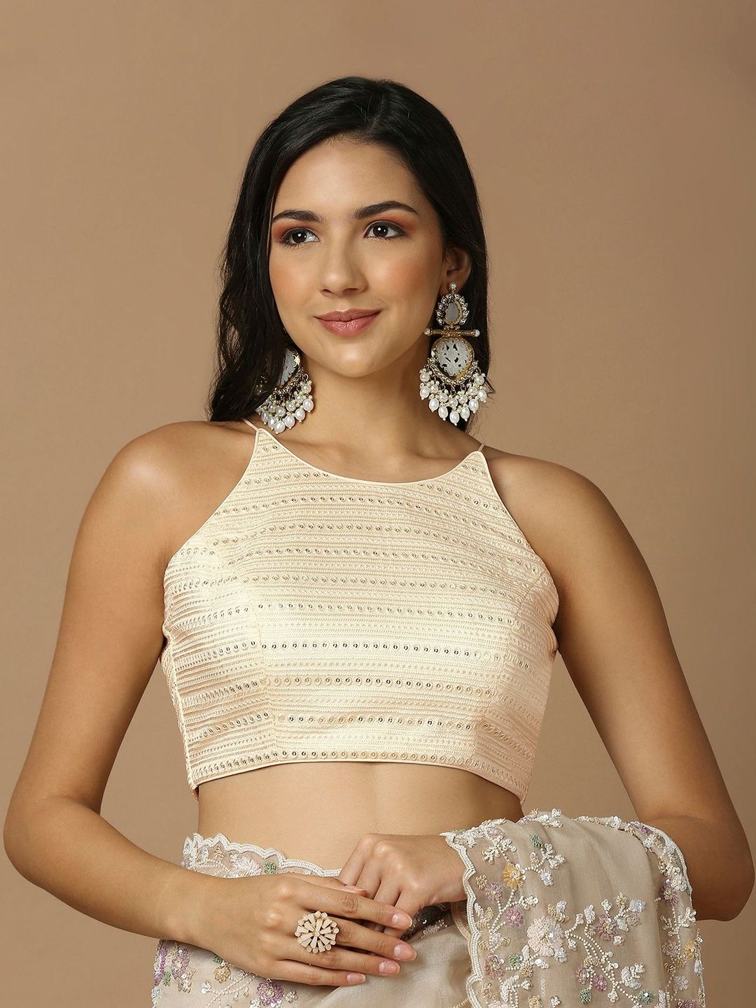 KALINI Silk Blend Embroidered Thread Work Saree Blouse-picture-48