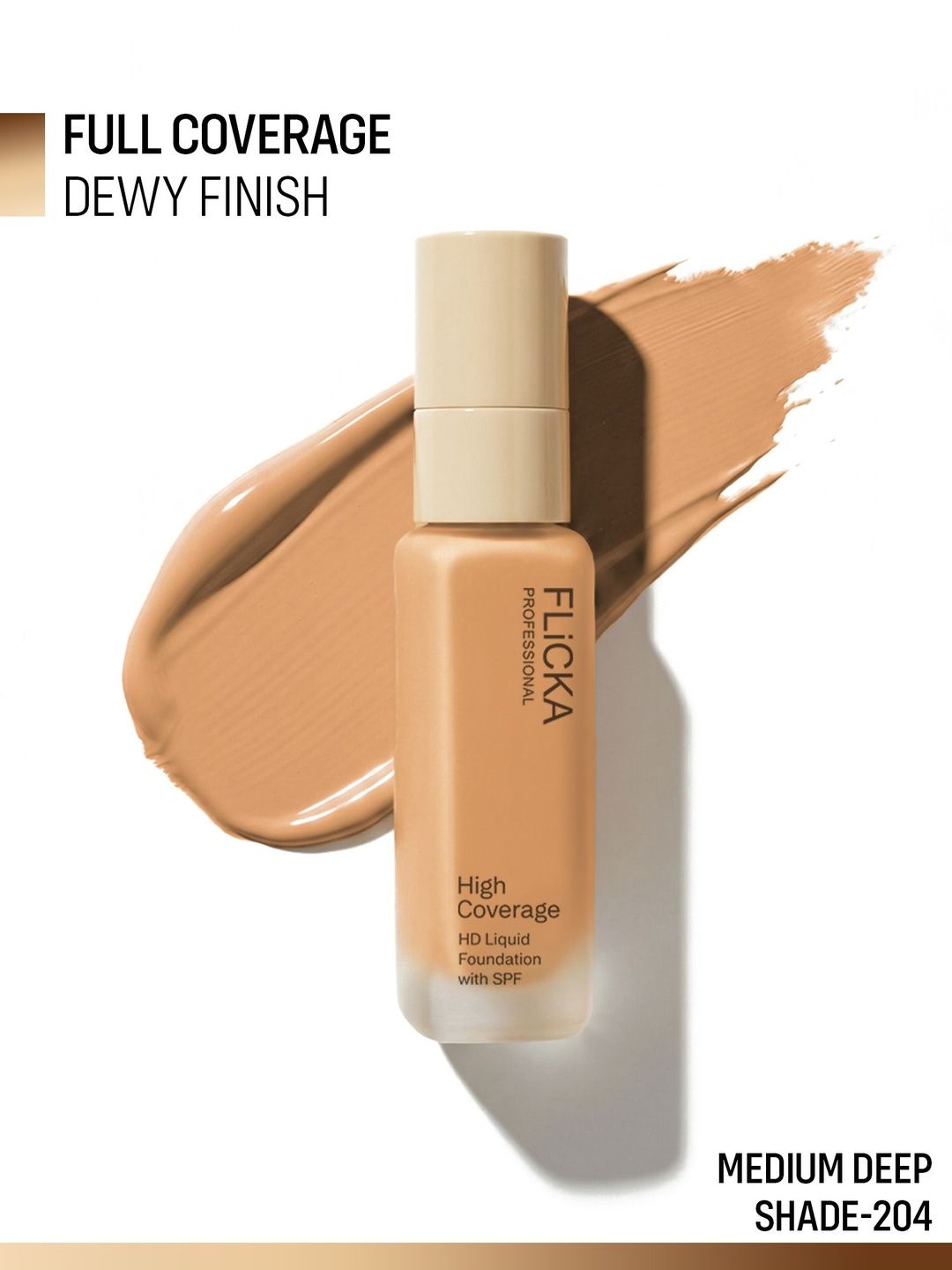 FLiCKA Professional HD Liquid Foundation With SPF - 30 ml - Medium Deep 204-image-15