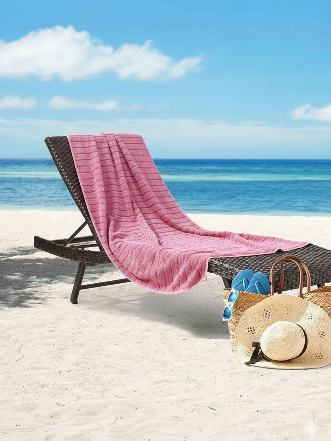 Nautica Red & Pink 1 Striped Cotton 500 GSM Bath Towel-image-49
