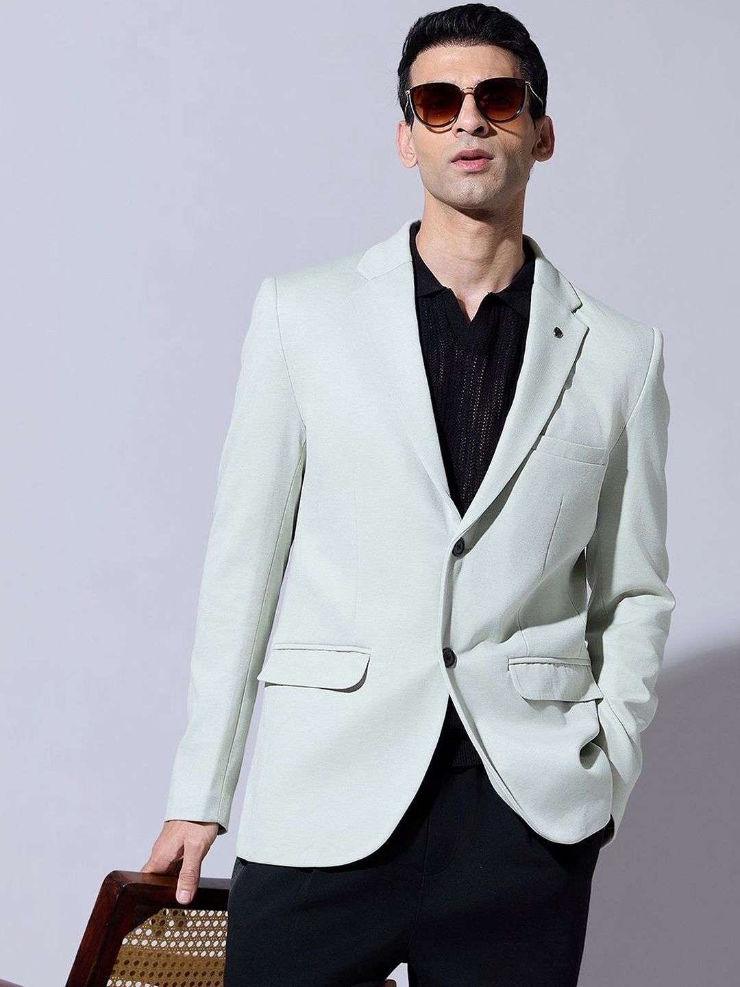 SHOWOFFFF Notched Lapel Single-Breasted Tailored Fit Formal Blazers-picture-42