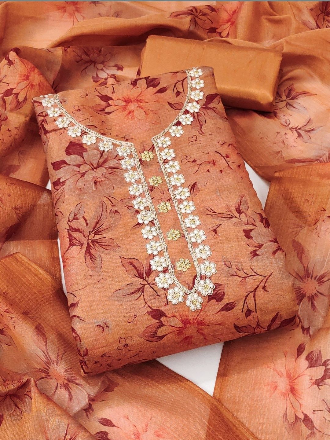 Rangtulika Ethnics Printed Pure Silk Unstitched Dress Material-picture-7