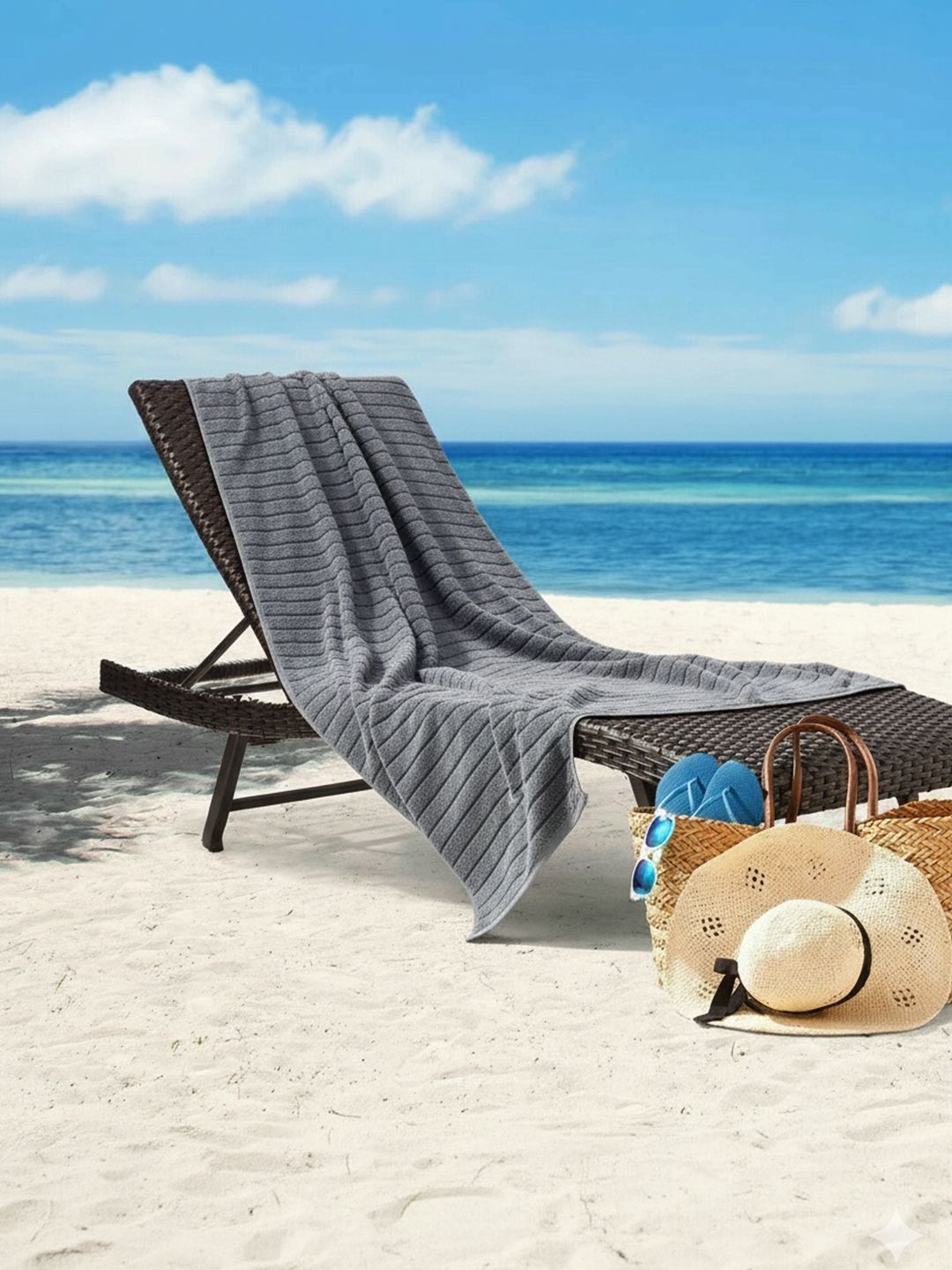 Nautica Grey & Grey 1 Striped Cotton 500 GSM Bath Towel-picture-13