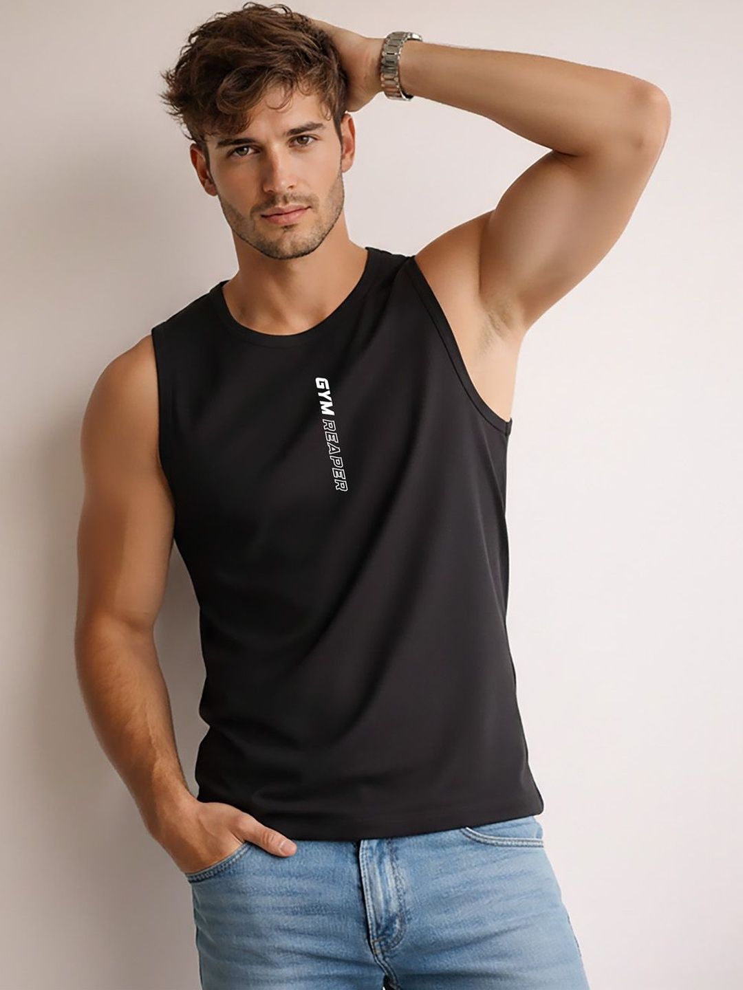 MINISTRY OF FRIENDS Printed Assorted Cotton Gym Vest-picture-40
