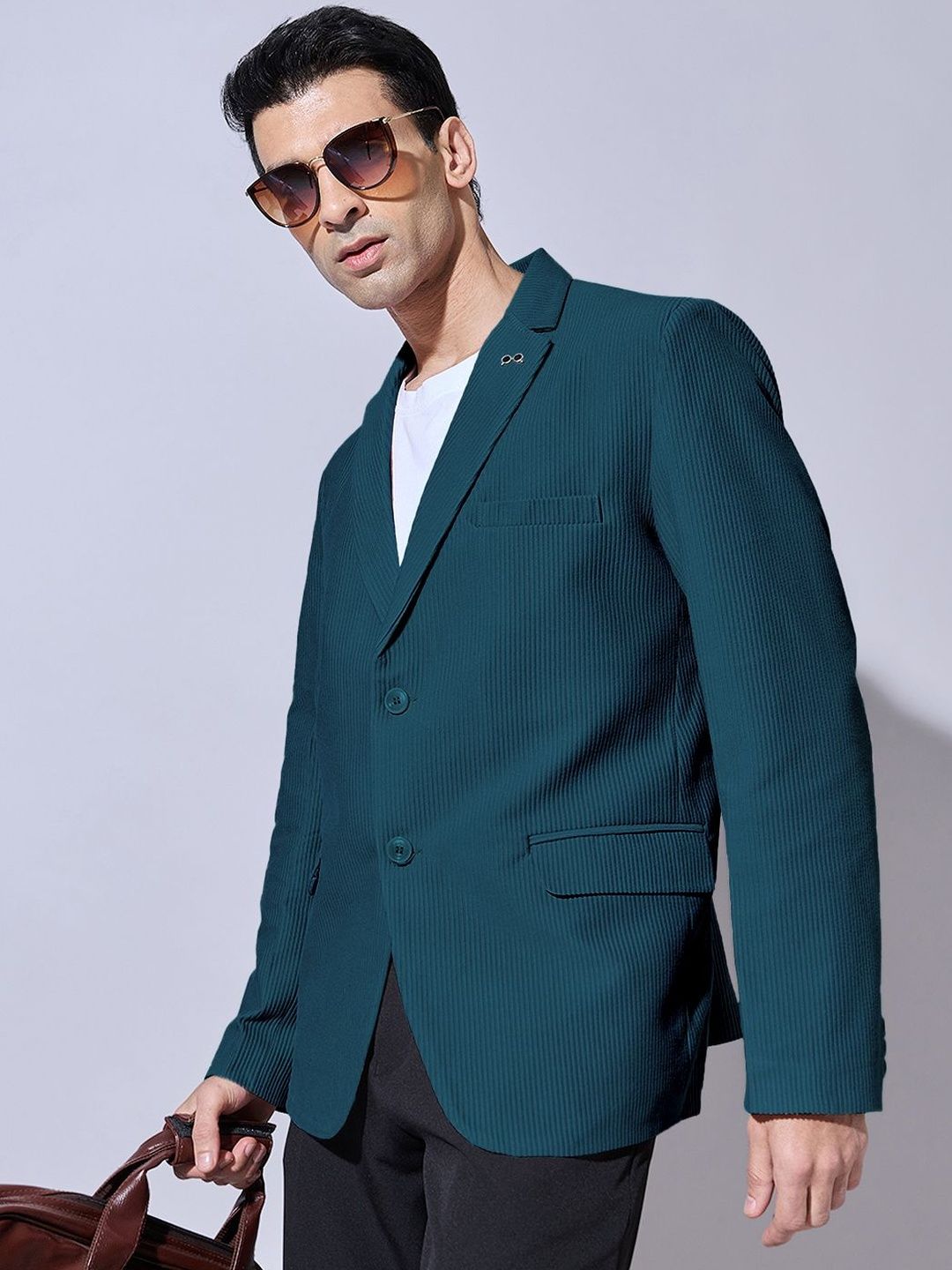 SHOWOFFFF Notched Lapel Single-Breasted Cotton Formal Blazers-picture-38