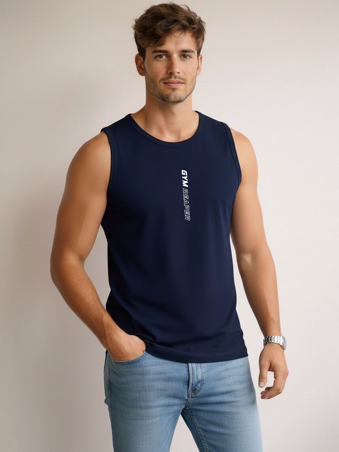 MINISTRY OF FRIENDS Printed Assorted Cotton Gym Vest-picture-29