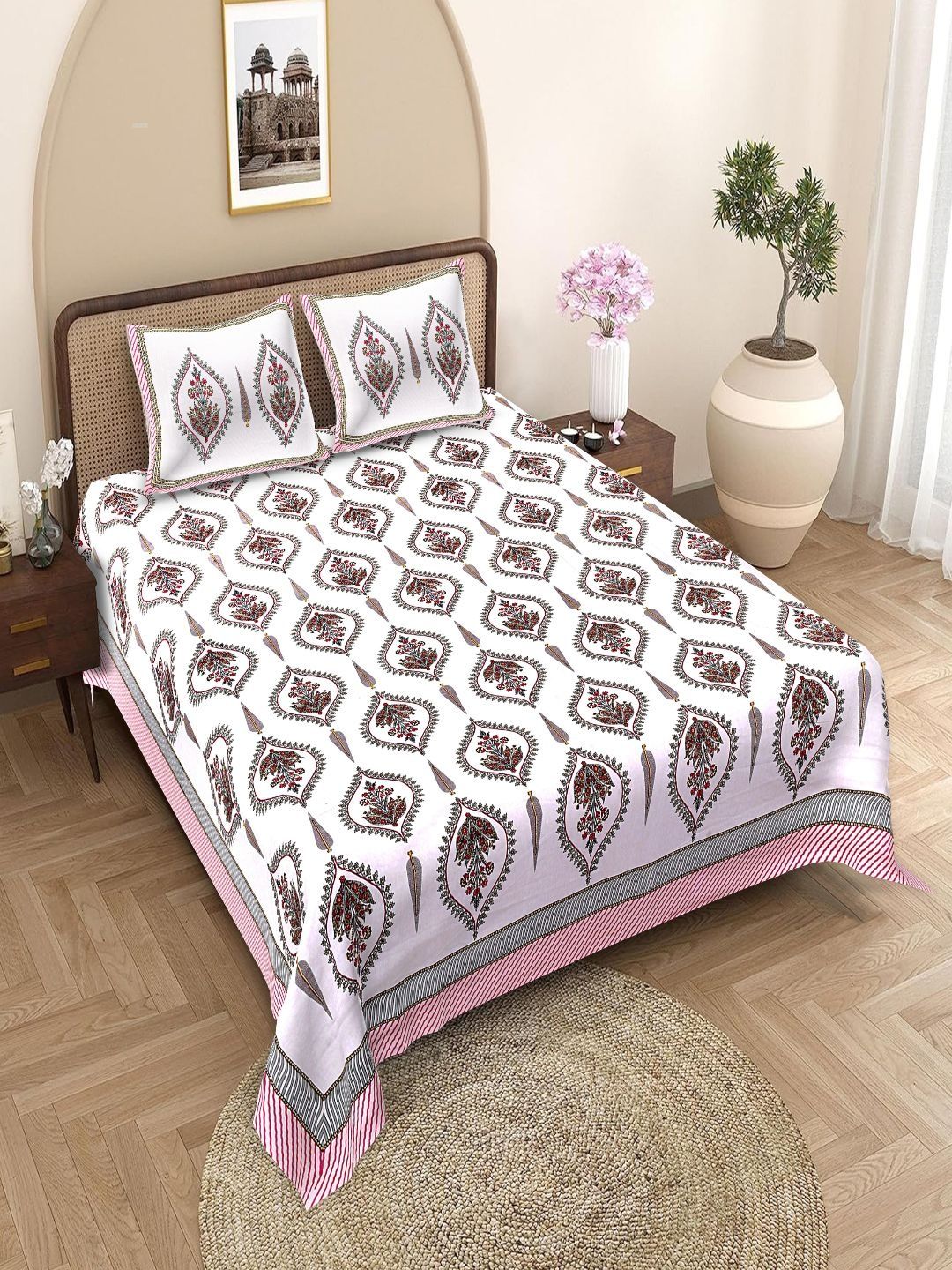 BED-SHEET.COM White King Bedsheet with 2 Pillow Covers-image-6