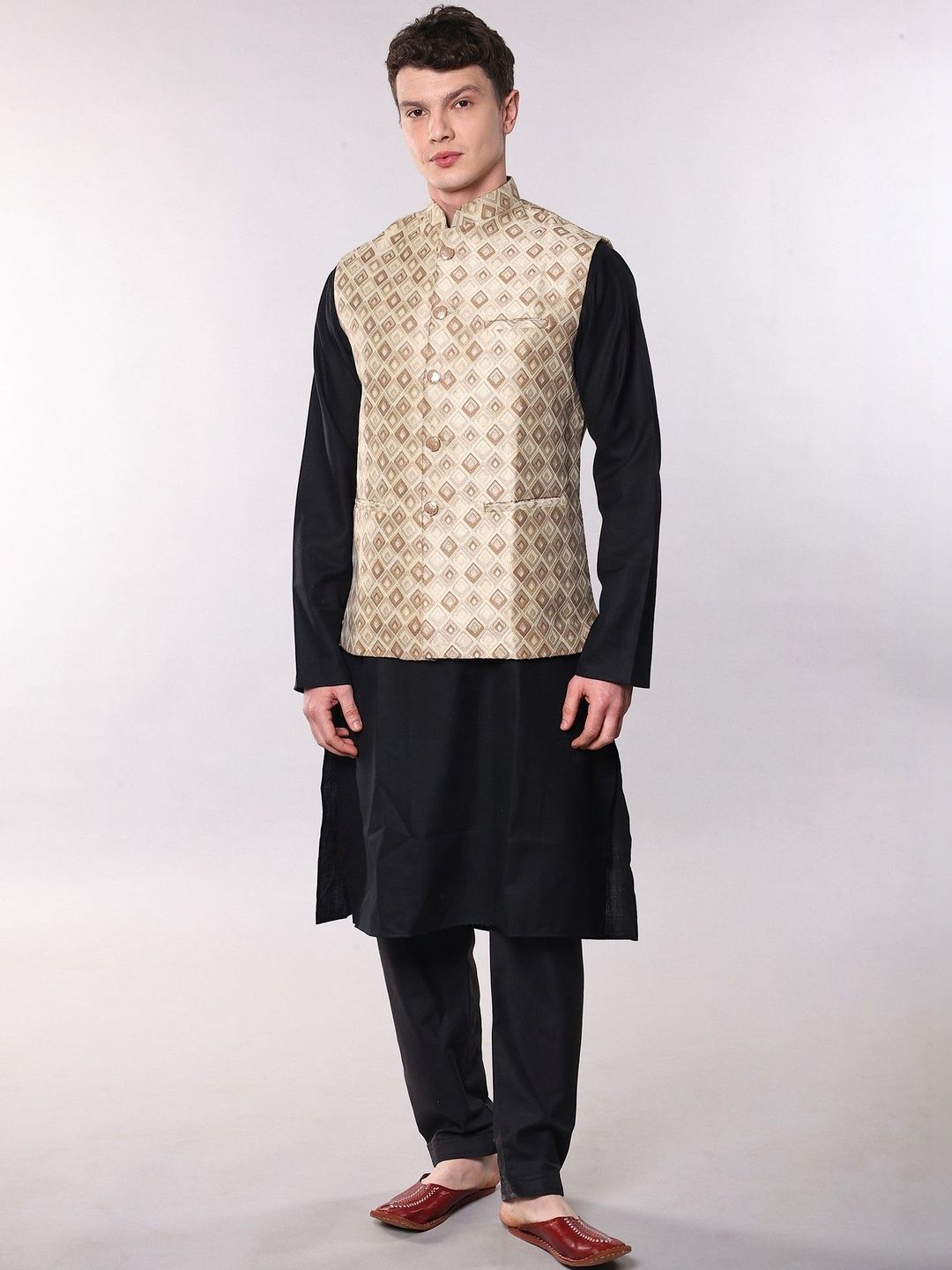 Exotic India Woven Design Nehru Jackets-picture-29